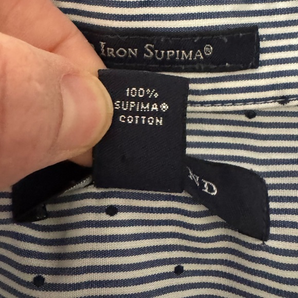 Lands End No Iron Supima Cotton 3/4 sleeve polka dot button up blouse size 8 - Picture 7 of 11